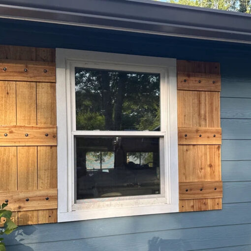 Installed cedar shutters